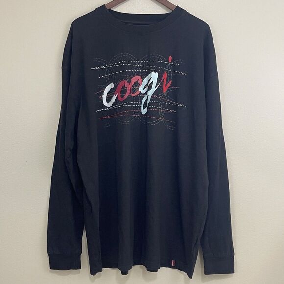 Coogi Mens T-Shirt Size 3XL Black Long‎ Sleeve Graphic Print Logo 100% Cotton - Picture 1 of 11